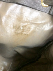 Vintage BALLY taupe gray lamb leather ball shape hobo bucket shoulder bag with golden B charm. Unique design. 050315r4