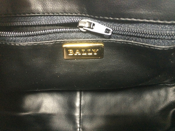 Vintage Bally Black Leather Quilted Chain Strap Handbag