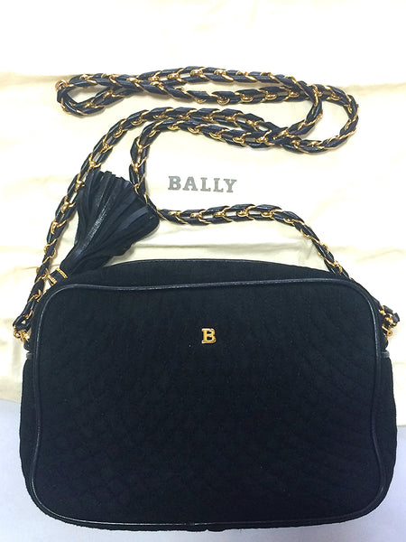 Genuine Vintage BALLY Black Tan Leather Shoulder Bag Crossbody 