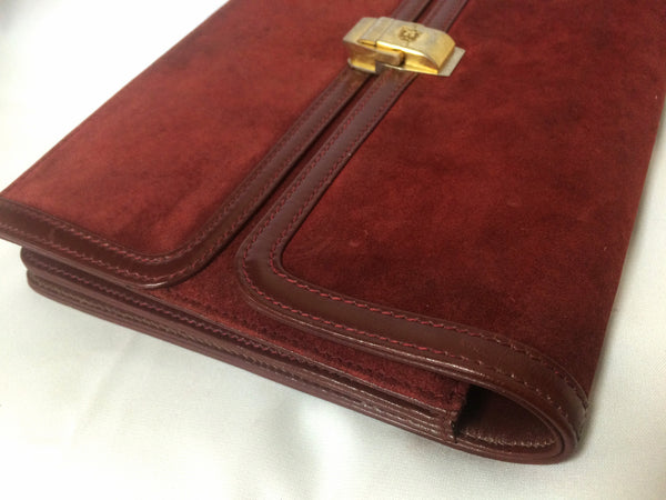 Bally, Bags, Vintage Bally Clutch Wine Suede Leather