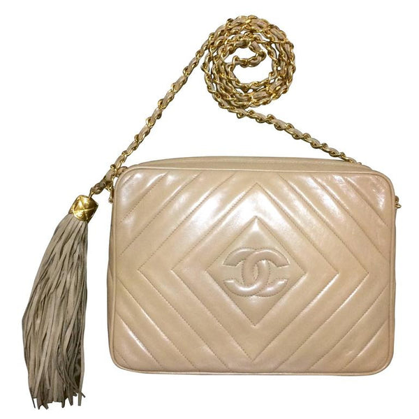 Chanel Beige Chevron Shoulder Bag