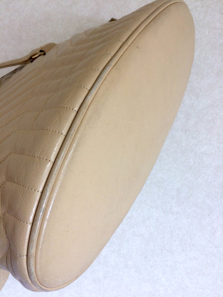 Beige Saint Laurent Monogram Chevron Envelope Shoulder Bag – Designer  Revival