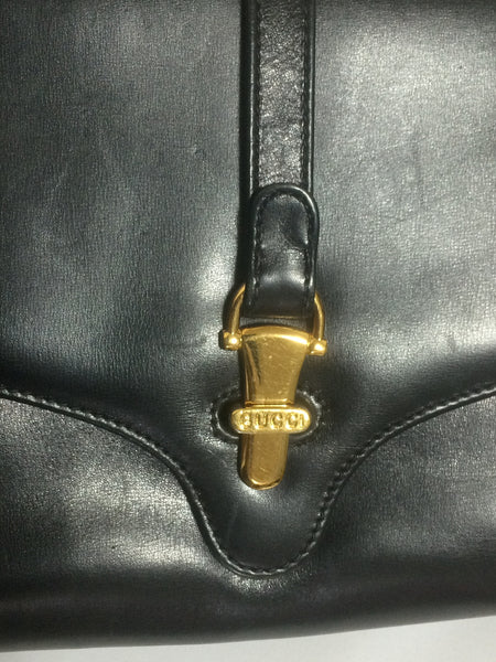 Gucci Vintage Black Leather Handbag with Chain Handle ref.487298