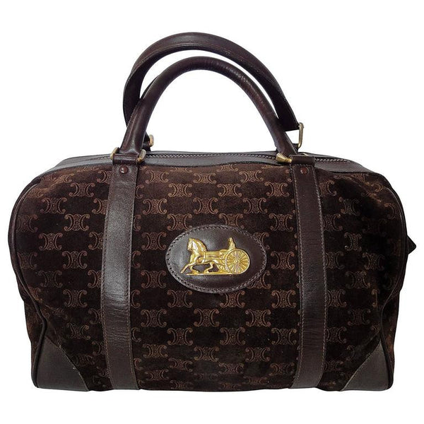 Vintage CELINE mini duffle bag, speedy style handbag with macadam blaison  logos.