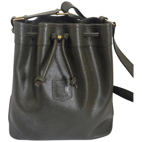 Céline CELINE Vintage Triomphe bucket bag Beige Khaki Leather
