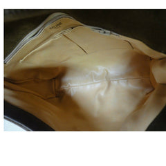 Vintage CELINE genuine suede tanned brown leather shoulder bag, clutch purse with golden frame flap and embossed triomphe logo. 050818f4