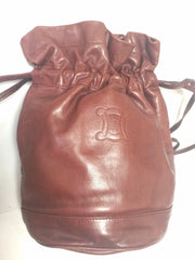 Vintage Celine wine brown nappa leather hobo bucket shoulder bag with blason mark
