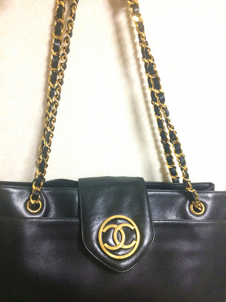 Vintage CHANEL black classic tote bag in nappa leather with gold tone –  eNdApPi ***where you can find your favorite designer  vintages..authentic, affordable, and lovable.