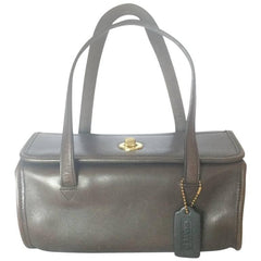 80's Vintage COACH dark brown leather shoulder bag, handbag in unique drum shape, Made in USA Classic unisex purse. Rare