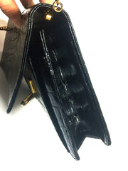 Vintage BALLY genuine black crocodile chain clutch, shoulder bag. Classic purse.