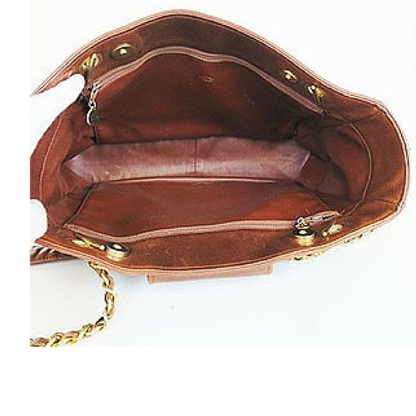 Leather crossbody bag and brass charm CARTIER model Cognac