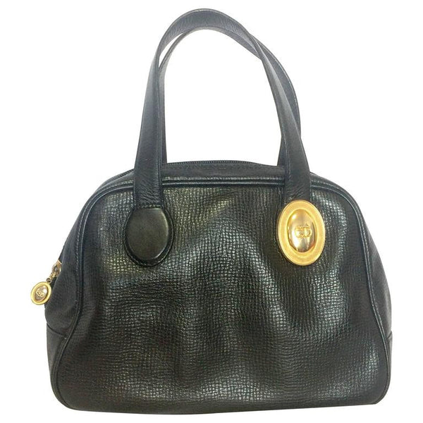 Vintage Christian black grained leather mini bolide style handbag – eNdApPi you can find your favorite designer vintages.....authentic, affordable, and lovable....