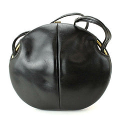 1980s. Vintage BALLY cute duck design black leather and pink ostrich leather combi round shoulder bag, clutch purse. Made in West Germany.