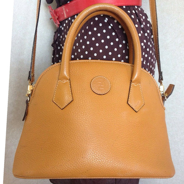 Vintage FENDI tanned brown leather oval shape, bolide style tote bag w –  eNdApPi ***where you can find your favorite designer  vintages..authentic, affordable, and lovable.