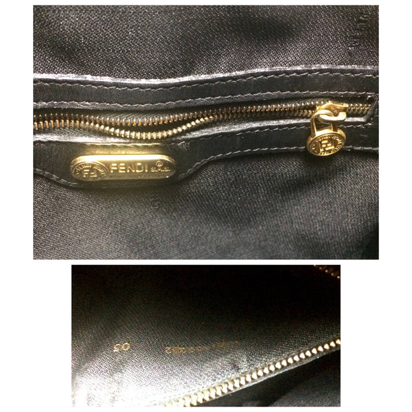 Vintage FENDI classic black and grey pecan vertical stripe bolide shape  handbag.