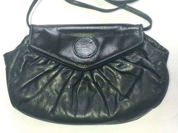 Small Leather Round Shaped Bag Purse Black