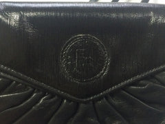 70's, 80's vintage FENDI black nappa leather oval round shape shoulder purse. Can be a clutch bag as well.