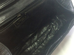 70's, 80's vintage FENDI black nappa leather oval round shape shoulder purse. Can be a clutch bag as well.