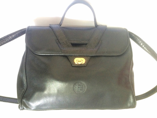 Vintage FENDI genuine black leather kelly style shoulder bag with croc –  eNdApPi ***where you can find your favorite designer  vintages..authentic, affordable, and lovable.