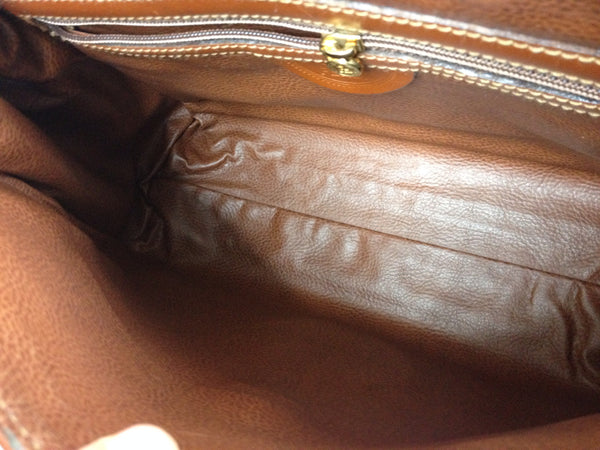 Vintage 1970s Fendi Brown Leather Crossbody Messenger Bag Italy Authentic  Rare