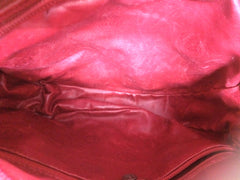 80's vintage FENDI red oval round shape shoulder purse with small FF logo print allover. So chic and cute.