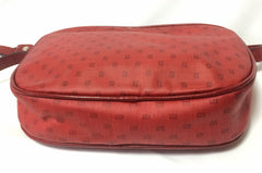 80's vintage FENDI red oval round shape shoulder purse with small FF logo print allover. So chic and cute.