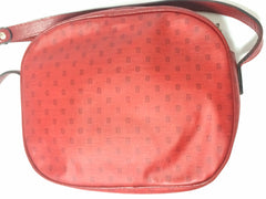 80's vintage FENDI red oval round shape shoulder purse with small FF logo print allover. So chic and cute.