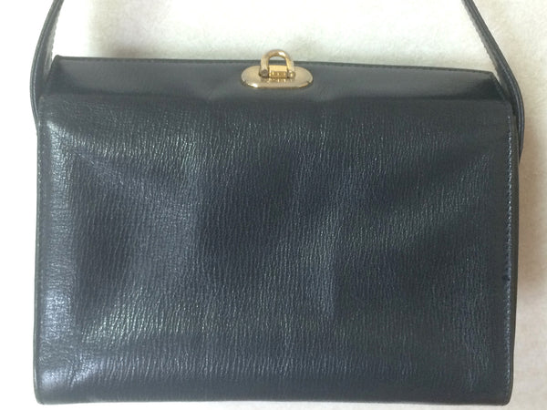 Vintage FENDI genuine navy leather square and triangle shape