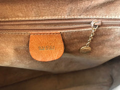 Vintage GUCCI orange brown color genuine ostrich leather bolide bag style handbag with bamboo handles. Masterpiece from Bamboo collection.