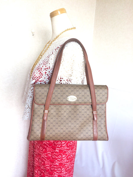 GUCCI GG Authentic Vintage Micro Monogram Beige Large Tote 