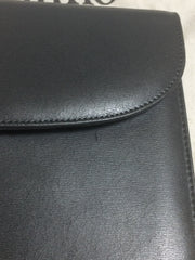 Vintage Valentino Garavani, gray leather chain shoulder bag with golden round V motif charm. Can be clutch bag as well. 060531r7