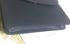 Vintage Valentino Garavani, gray leather chain shoulder bag with golden round V motif charm. Can be clutch bag as well. 060531r7