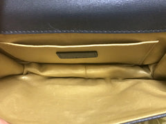 Vintage Valentino Garavani, gray leather chain shoulder bag with golden round V motif charm. Can be clutch bag as well. 060531r7