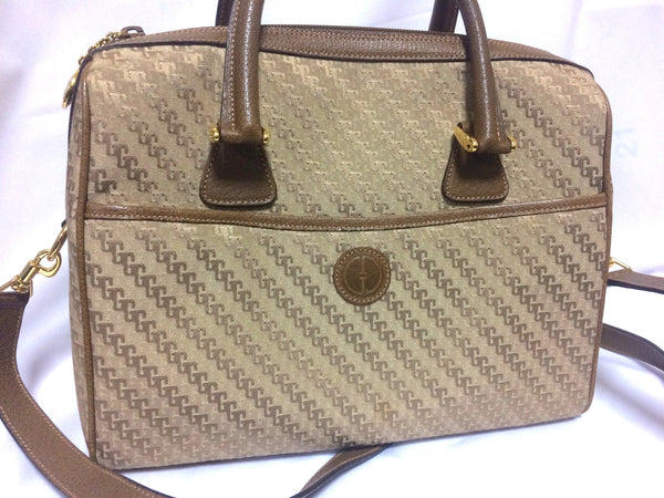 Gucci Brown Vintage GG Crossbody Bag Beige Dark brown Leather Plastic  ref.125598 - Joli Closet