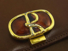 70's vintage Roberta di Camerino brown genuine leather purse with R cham chains. A rare masterpiece