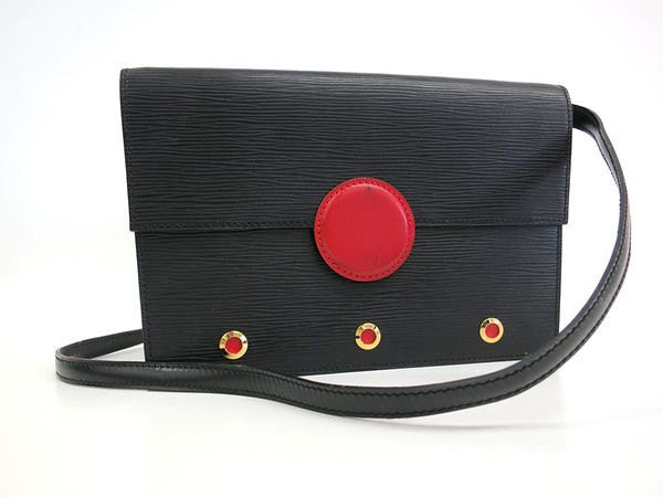 W3. Vintage Louis Vuitton Black Epi Trapezoid Mod Style Clutch 