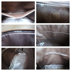 80's Vintage Roberta di Camerino ostrich embossed brown leather bag in Alma style with gold tone R charms. Rare masterpiece.
