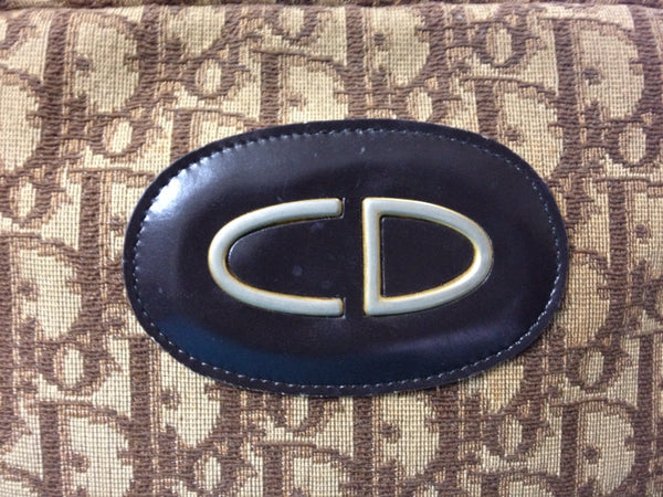 1970s Authentic CHRISTIAN DIOR Vintage Monogram Brown Clutch with