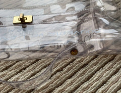 1990s. Vintage Hermes a rare transparent clear vinyl Kelly bag, Japan limited Edition in 1997. Rare masterpiece and collectible purse.