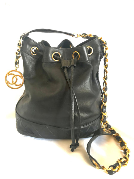 MINT. Vintage CHANEL black lambskin bucket hobo drum shoulder bag with –  eNdApPi ***where you can find your favorite designer  vintages..authentic, affordable, and lovable.