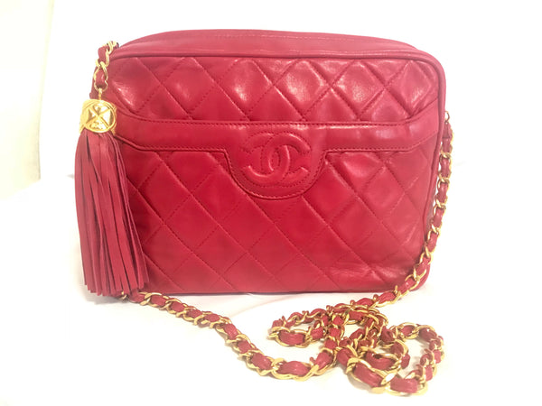 Chanel Cherry Red Inlay Chain Handbag - Vintage Lux