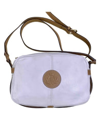 Vintage Fendi white and brown leather shoulder bag. Rare purse back in the era. 060905r2