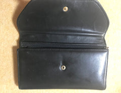 Vintage CHANEL black leather wallet with large CC stitch mark. Rare wallet from Chanel in 90’s. 050320r9