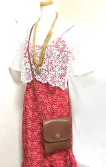 Vintage COACH genuine brown leather mini shoulder bag vertical rectangular shape. classic purse. Made in USA