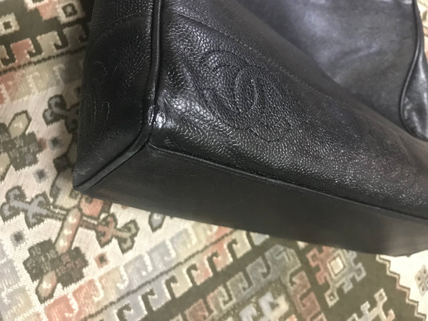 Chanel Crossbody Chain Shoulder Bag Pouch Black Caviar Skin 4670886 89579