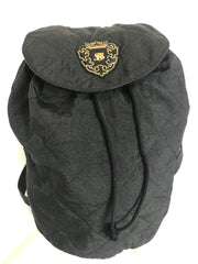 Vintage Sonia Rykiel black lightweight quilted fabric backpack. Travel bag. Made in France.