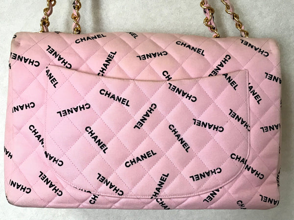 Sold at Auction: CHANEL 2021 Jumbo Print Graphic Pink Black Quilted Flap Shoulder  Bag