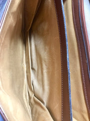 Vintage Gucci brown leather micro GG print shoulder bag with iconic golden large round GG motif. Rare masterpiece purse.