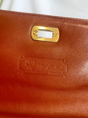 Vintage MCM classic brown monogram Kelly bag with golden logo plate. Perfect daily use bag. By Michael Cromber, Germany