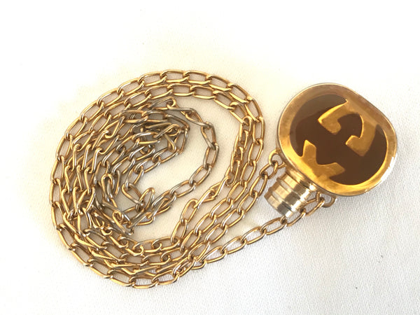 Vintage Gucci gold and brown round shape perfume bottle necklace with –  eNdApPi ***where you can find your favorite designer  vintages..authentic, affordable, and lovable.